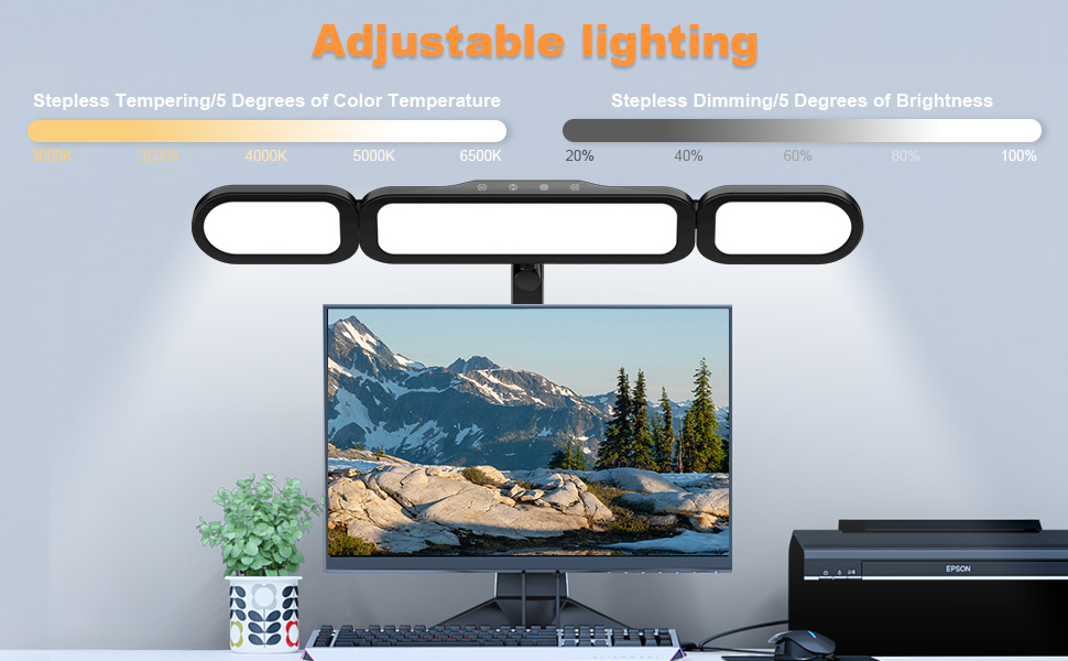LED-лампа для столу Nuero з кріпленням, регульована, для дому та офісу, димерна, захищає очі, сучасний дизайн (4 секції)