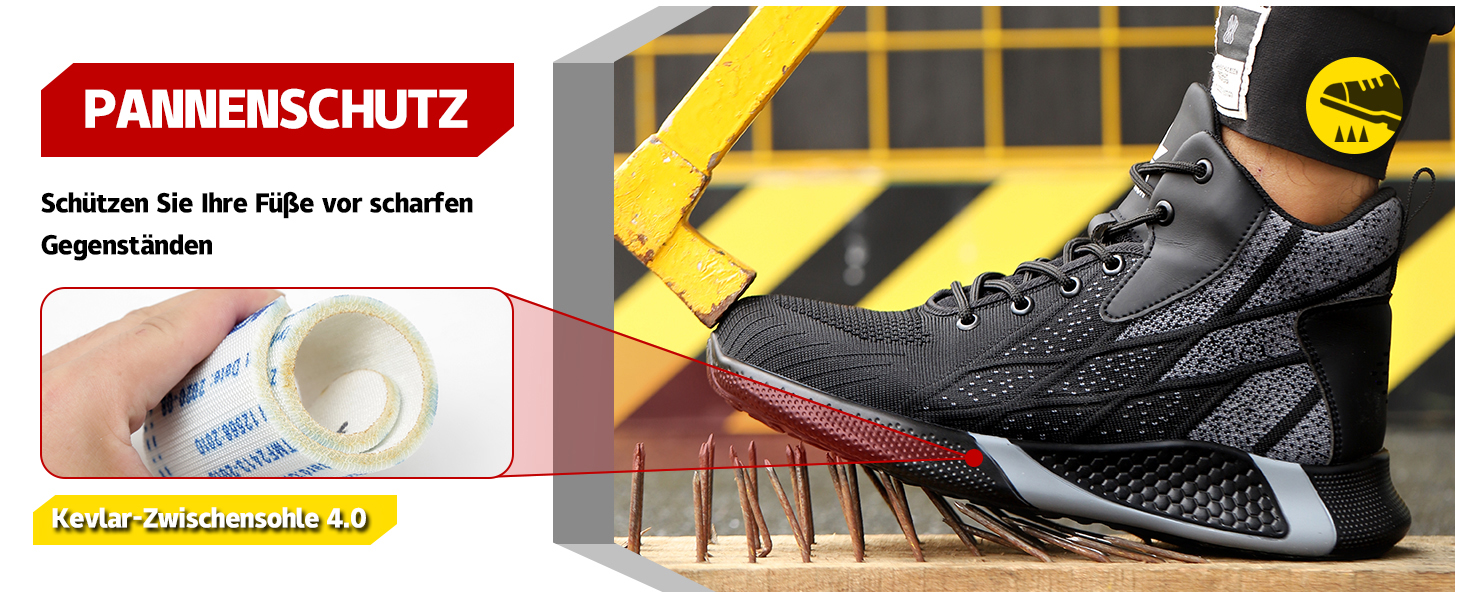 Легкі захисні черевики для чоловіків та жінок. Робочі черевики з металевим носком. Дихаючі, неслизькі, чорні. Розміри 35-48 EU.