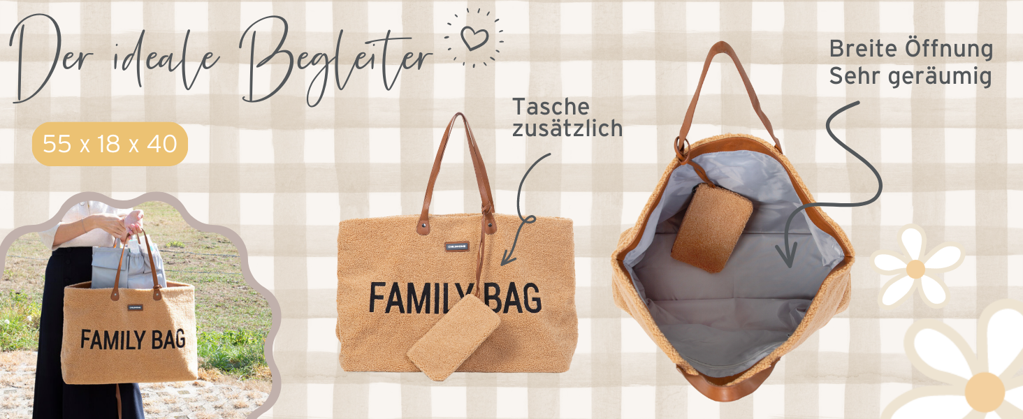 Дитяча сумка Childhome Family Bag для мами, велика дорожня/пеленальна, знімна косметичка, містка
