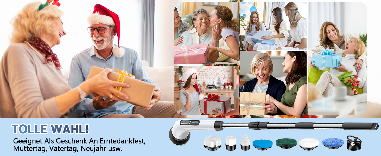 Електрична щітка для прибирання FYDEE IPX7 з 7 насадками та регульованою ручкою. Бездротовий Power Scrubber для ванної, кухні, авто та підлоги.