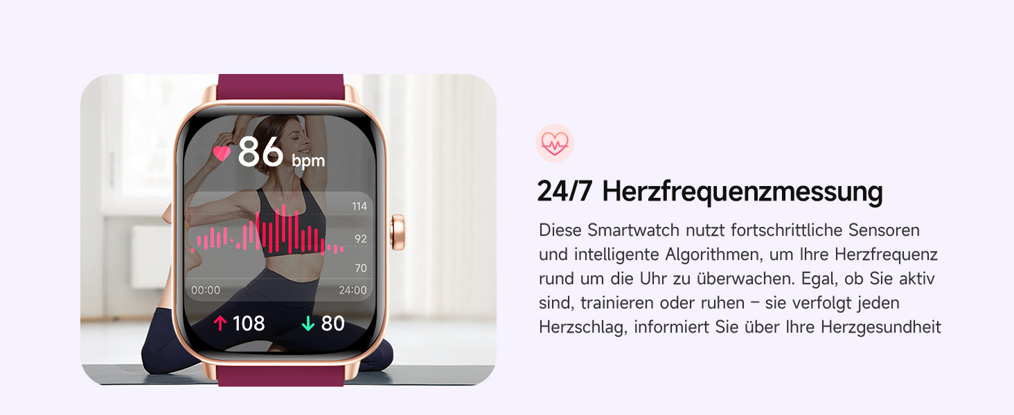 Смарт-годинник Herren Damen з функцією дзвінків, фітнес-трекер з WhatsApp та Alexa, монітор серцевого ритму та сну, 120+ спортивних режимів, IP68 водонепроникний, сумісний з Samsung/Android/iOS (1.8