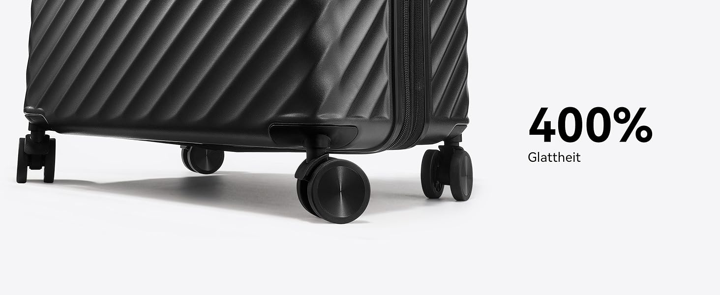 LUGGEX Carry-on Suitcase Hard Shell with Wheels - Expandable to 38L - Robust Polycarbonate for Stress-Free Travel (Metallic Black, 20/24/28)