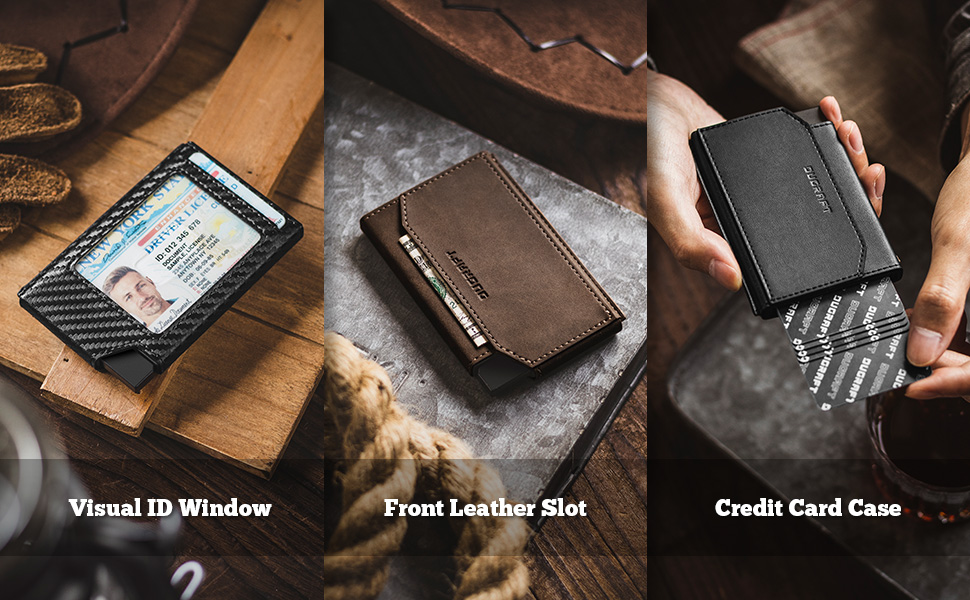 Чоловічий мінімалістичний гаманець Dugraft з віконцем для ID, RFID-захистом, на 5-8 карт та гроші, чорний