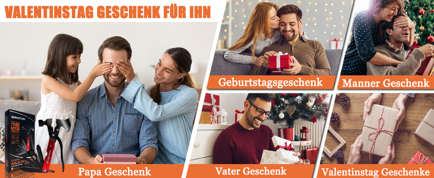 Мультитул 16 в 1 для чоловіків: інструмент для кемпінгу, виживання, подарунок на День батька (червоний)