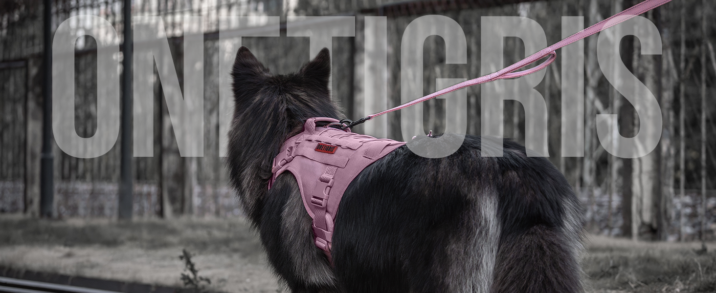 Нагрудник для собак OneTigris FIRE Watcher тактичний, безпечний, з 1 ручкою та 2 D-кільцями, 1000D нейлон (рожевий, XS)