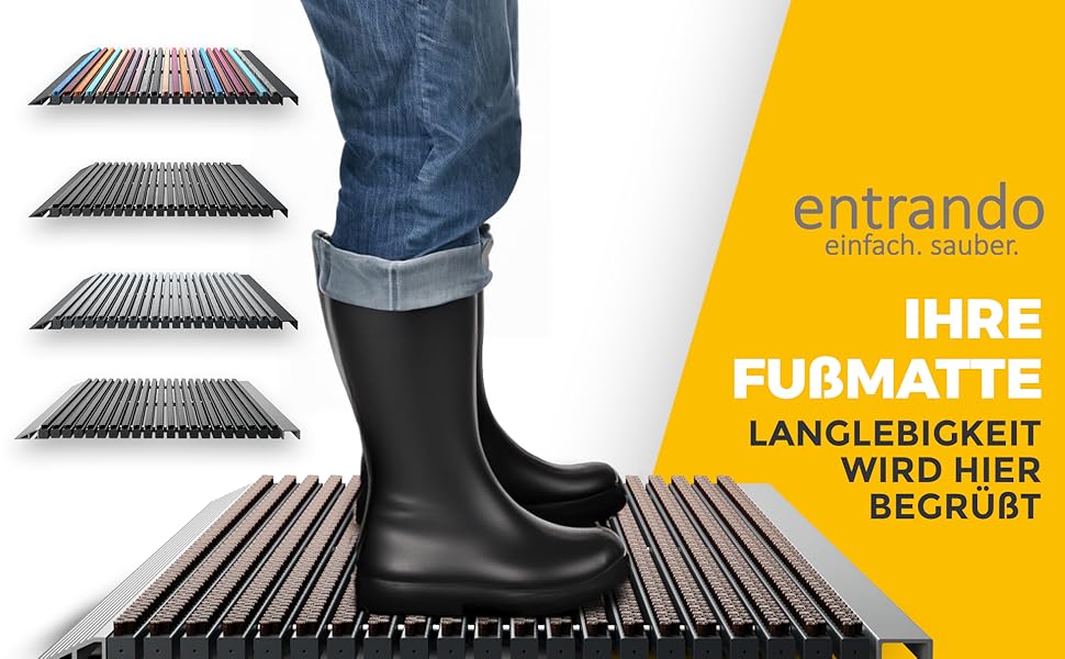 Килимок для порогу 40x60 см - алюміній, плоский, неслизький, для дому, тераси, вхідних дверей - килимок-сміттєзбирач з щітковим профілем, чорний