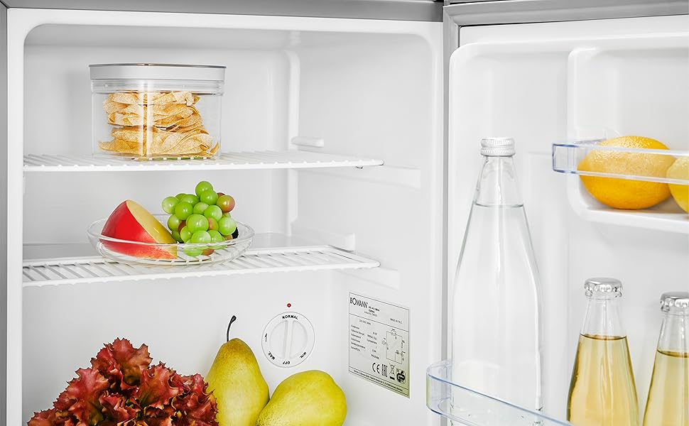 Холодильник Bomann KB 7346 Inox Mini 42 л: для офісу, кемпінгу, геймінгу | Тихий (39 дБ), з можливістю зміни дверцят | 51x45x45 см