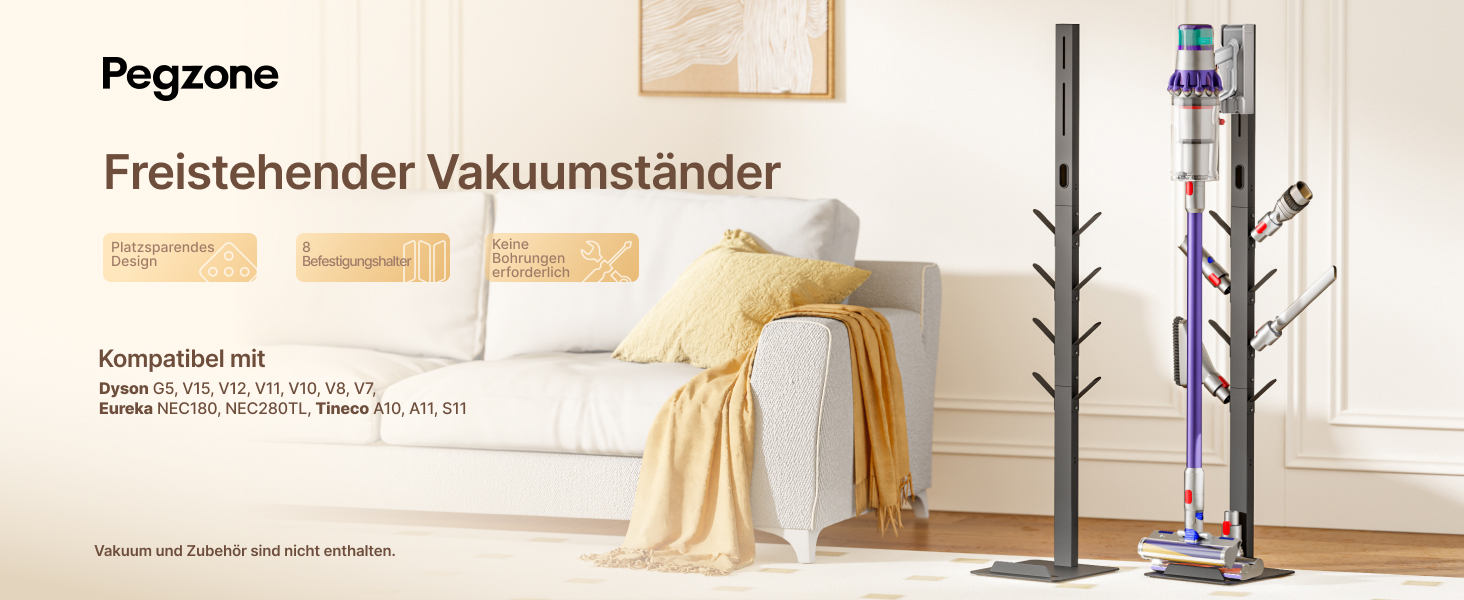 Стійка для пилосогів Dyson Gen5, V15, V12, V11, V10, V9, V8, V7, V6, Tineco S11, A10, A11, Eureka NEC180/280TL з 8 гаками, на підлогу, без свердління