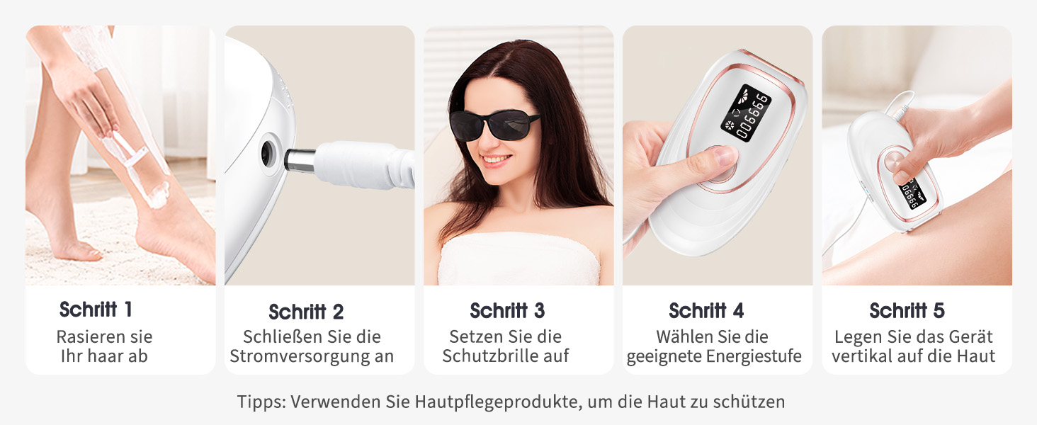 Пристрій для епіляції IPL Haarlosy з охолодженням, 999,900 імпульсів, 5 рівнів потужності, безболісна епіляція для жінок та чоловіків, обличчя, пахв, ніг та тіла (білий)
