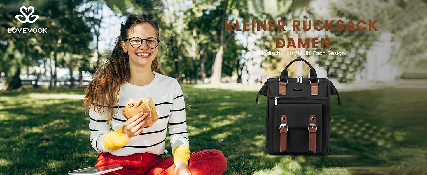 LOVEVOOK Рюкзак жіночий великий, водонепроникний, для подорожей, ручної поклажі, з відділенням для ноутбука 14 дюймів, чорно-коричневий