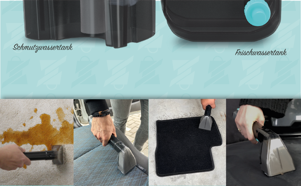 Вагзасув - очищувач плям для килимів, диванів, килимків, м'яких меблів, сходів, авто - потужний килимовий очищувач - пристрій для чищення м'яких меблів 650W, 1,4L, сірий/блакитний