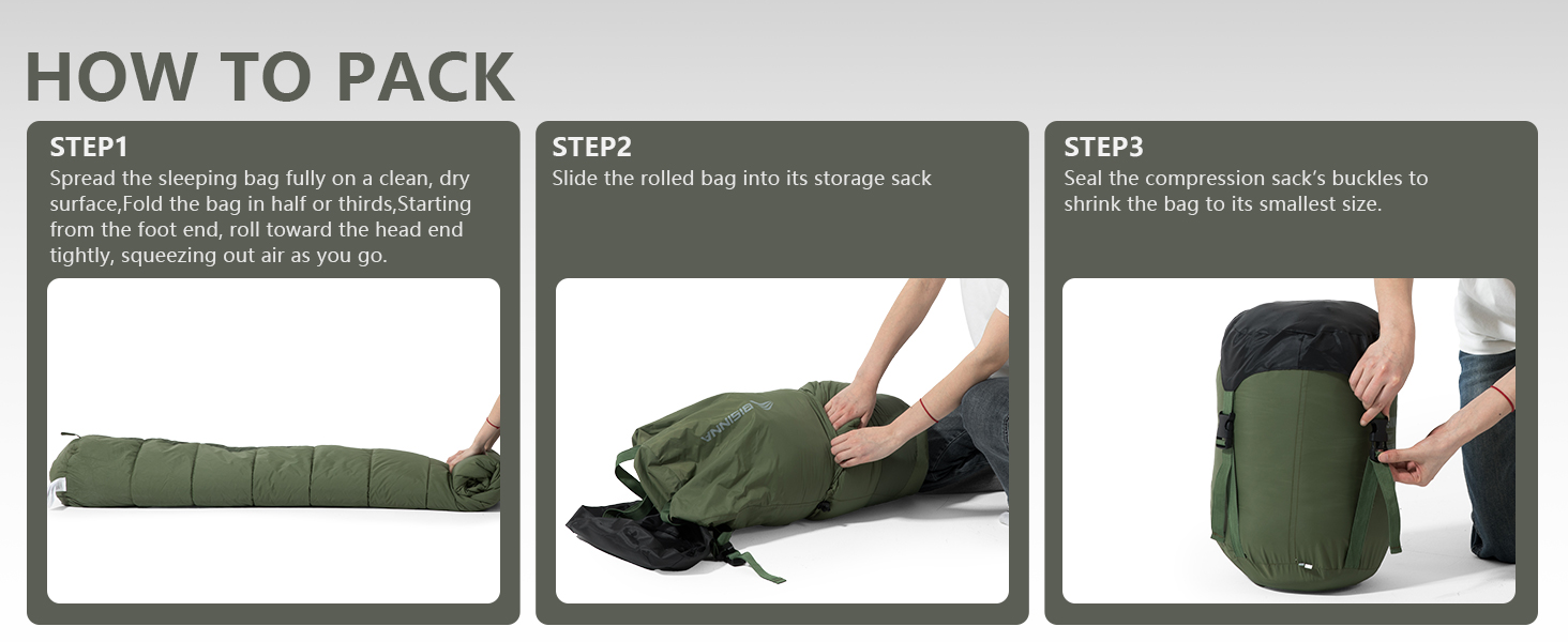 Сплячий мішок BISINNA Mumienschlafsack -10°C - 5°C [400GSM] для туризму, кемпінгу та подорожей, сірий