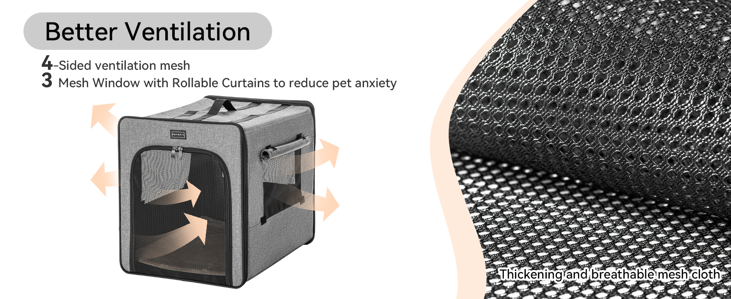 Транспортна переноска для собак Petsfit, сірого кольору, M 61x46x53.5 см. Зручна переноска для собак середніх порід, підходить для подорожей.