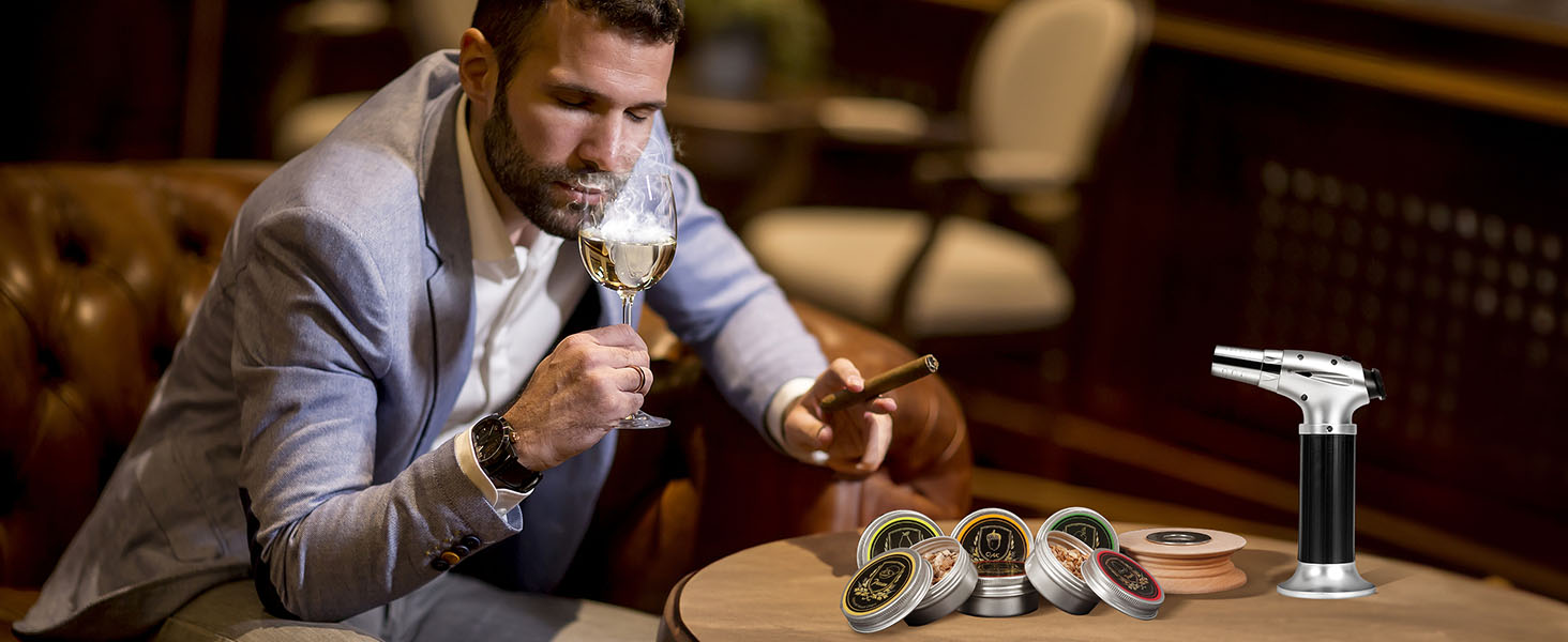 Набір для копчення коктейлів CWLAKON, для віскі, бурбон, Old Fashioned. Комплект з 6 дерев'яними чіпсами. Подарунок для чоловіків