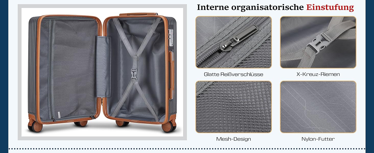 Набір валіз Joyway з ABS-пластику (сірий, ручна поклажа) з TSA-замком, 4 колеса, з сумкою та культурою