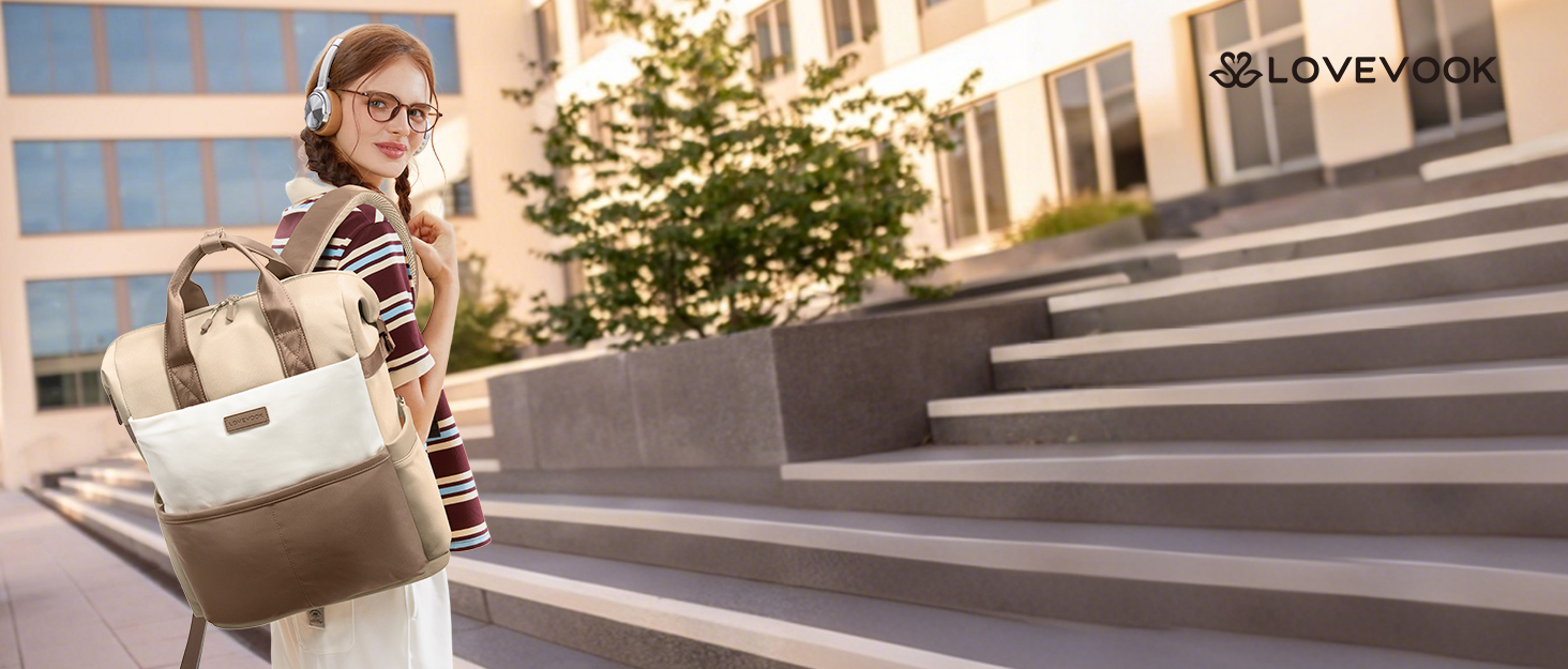 LOVEVOOK Рюкзак для жінок з відділенням для ноутбука 15.6 дюймів, шкільний, для подорожей, університету, бізнесу, водонепроникний, 15.6', хакі