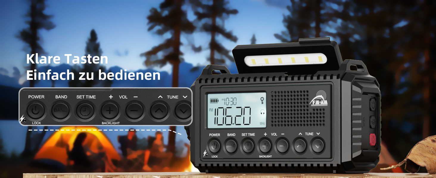 Радіо Roxicosly з ручним приводом, 12000mAh Power Bank, AM/FM/SW, радіо для надзвичайних ситуацій, ліхтар, зарядний пристрій, для відпочинку на природі, кемпінгу, туризму, чорний