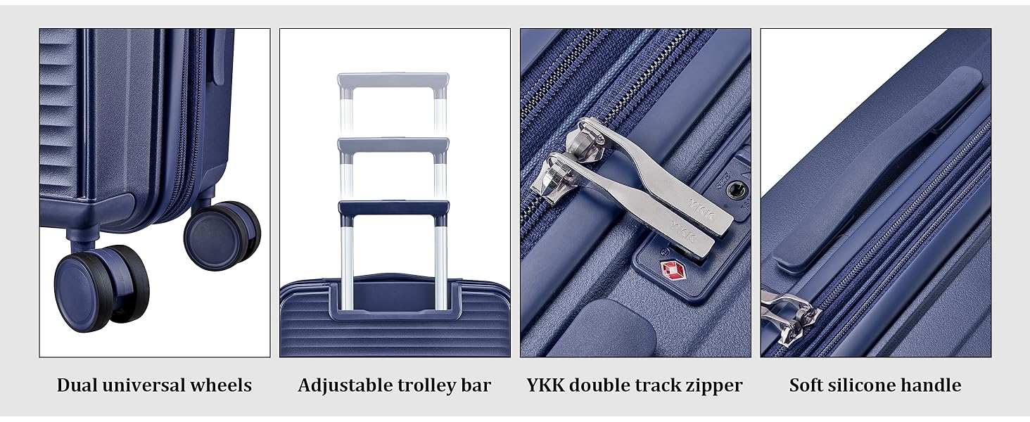 Набір валіз Joyway 4 шт. з жорстким корпусом та TSA-замком, розширюваний, чорний (блакитний)