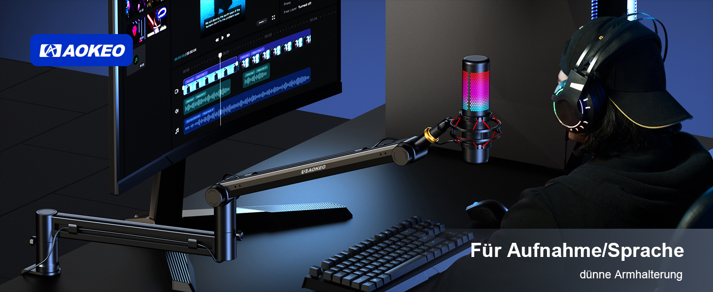 Кріплення для мікрофона Aokeo AK-58 - низькопрофільний тримач для HyperX, Elgato, Shure, Blue Yeti