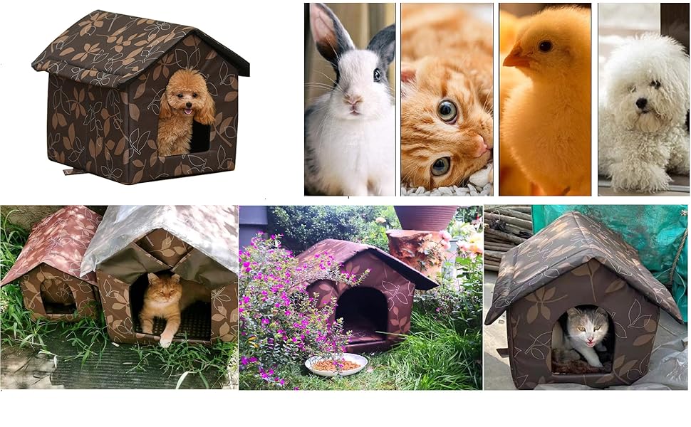 Зручний вологостійкий будиночок для котів та собак на вулицю, зимовий, з м'яким знімним килимком (L)