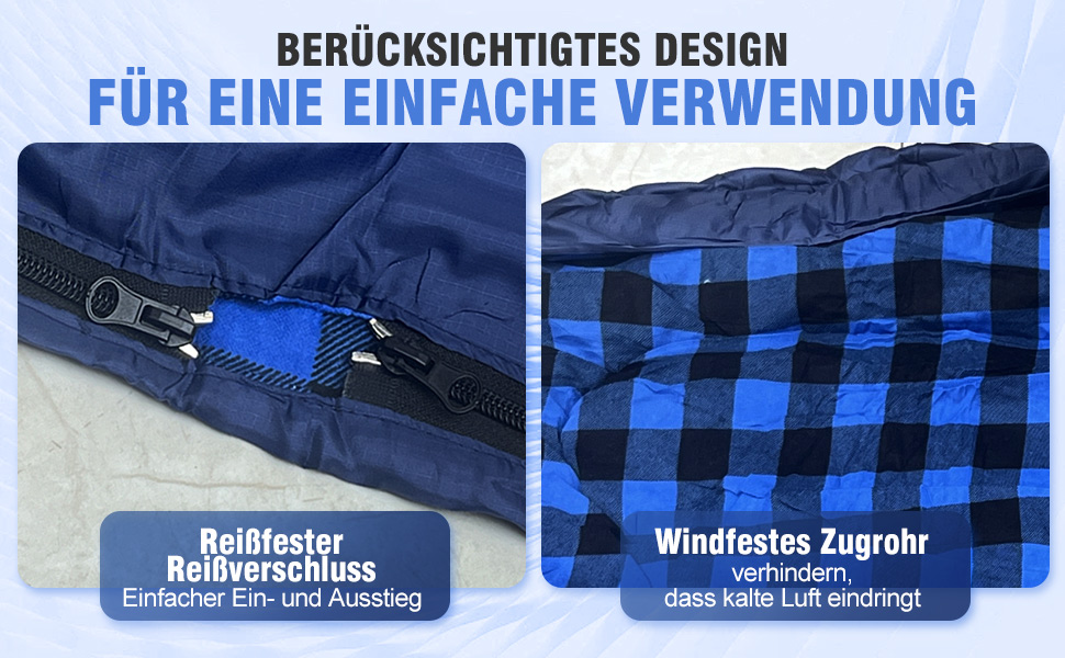 Спальний мішок для двох осіб з фланелі, 220 x 160 см, Outdoor, з двома подушками та сумкою для перенесення, блакитний