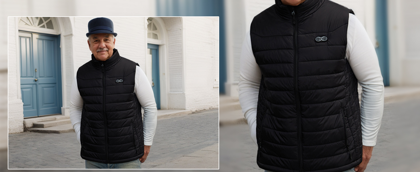 Обогревна жилетка для чоловіків та жінок, жилетка з підігрівом з акумулятором 10000 mAh та 5 зонами підігріву, для катання на лижах та полювання, чорний колір