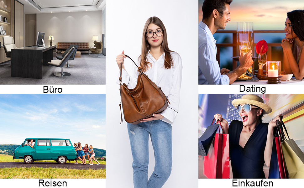 Жіноча сумка-шопер Realer середнього розміру, чорна (L) - PU шкіра, для роботи, офісу, покупок, вінтажний стиль Hobo