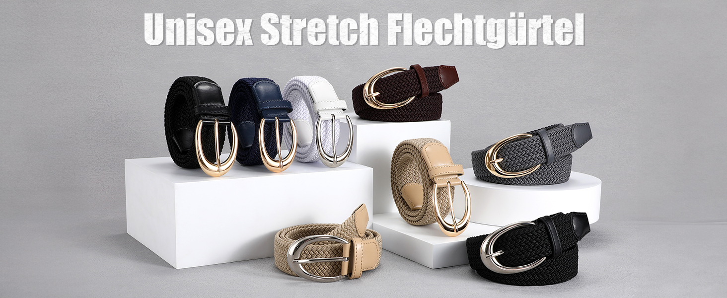 Плетений ремінь WERFORU: еластичний жіночий/чоловічий ремінь з пряжкою кольору хакі, 110 см