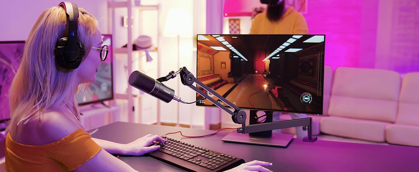 Кріплення для мікрофона TONOR T20LP - низькопрофільний тримач для геймінгу та подкастингу, чорний, з прихованою пружиною