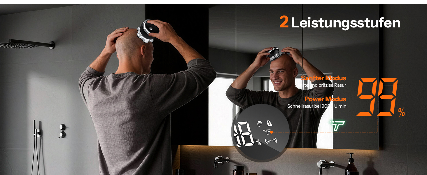 Машинка для гоління голови Yeerain 7D з плаваючими головками, 2 швидкості, акумуляторна, чорна