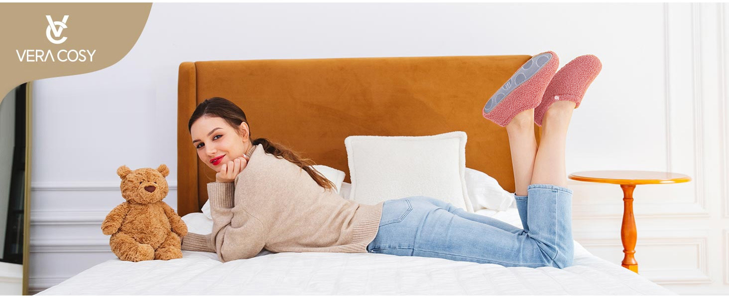 В'язані домашні тапочки VeraCosy з піною-пам'яттю та м'яким підкладкою Polar Fleece, рожеві, 40/41 EU