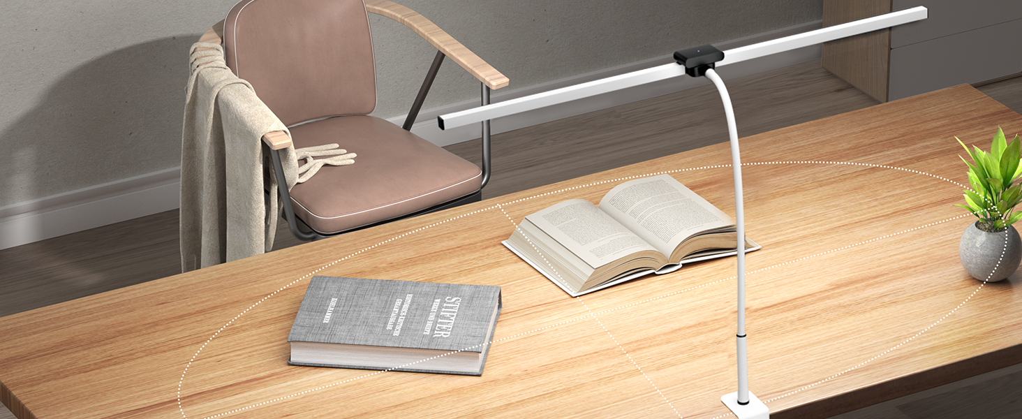 LED лампа для столу Doppelkopf з диммуванням, 24W, 80см, кріпленням, для офісу та дому, з пультом, білий світлодіодний світильник для робочого столу
