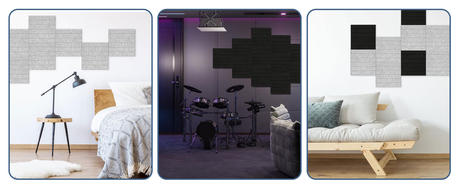 Акустичні гексагональні панелі Fiqops самоклеючі, звукопоглинаючі шестикутні плити для стін (чорні, 30x26x0.9 см), 18 шт — для студії та дому