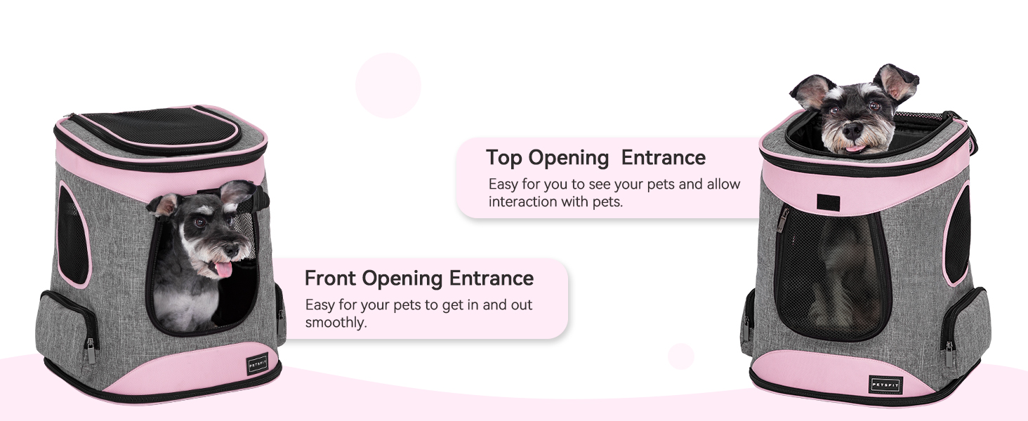 Рюкзак для кота та собаки Petsfit - зручний та дихаючий, для тварин до 5 кг (сірий та рожевий)