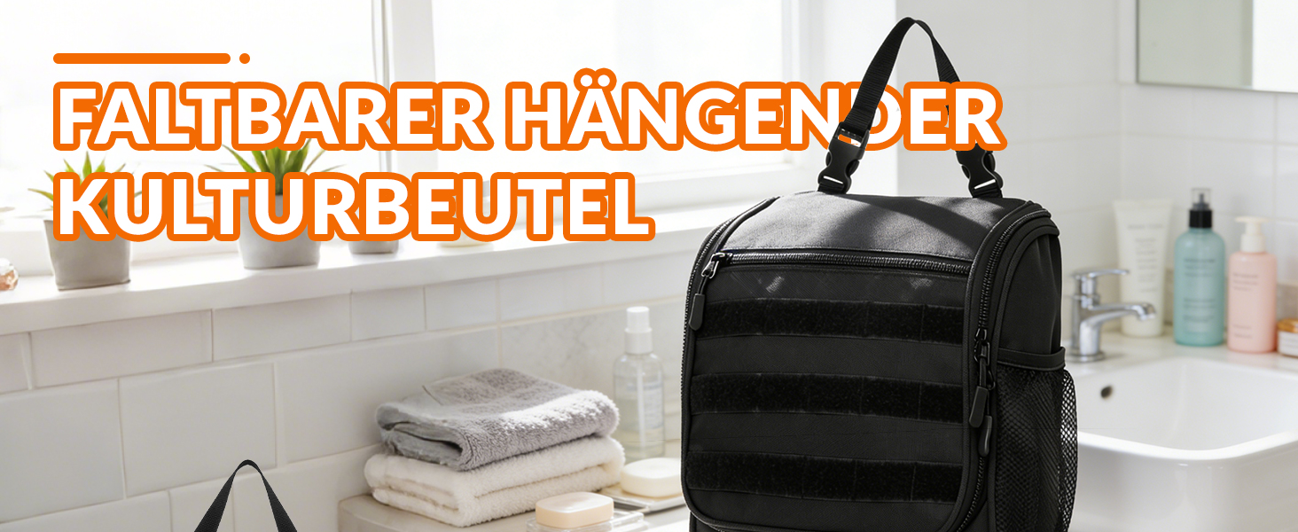 Чоловіча та жіноча дорожня косметичка Kulturbeutel Reise, водонепроникна, з гачком для підвішування, 7 відділень для кемпінгу та подорожей (зелена)