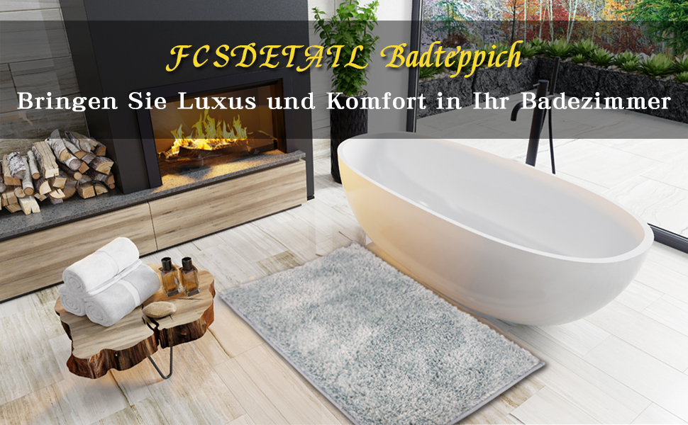 Килимок для ванної кімнати FCSDETAIL 50x80 см, антиковзаюче покриття, швидковисихаючий, з мікрофібри, для ванни, душу та ванної кімнати (світло-блакитний)