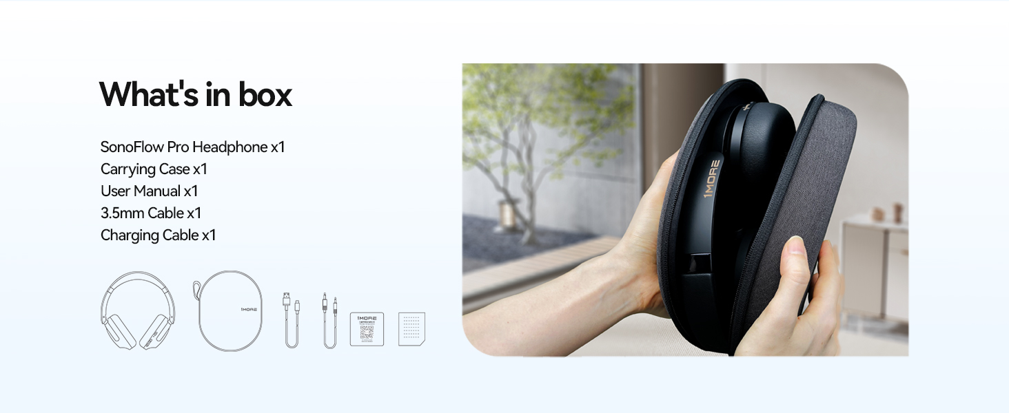 1MORE Sonoflow Pro Бездротові навушники Bluetooth з активним шумопоглинанням, Over-Ear, LDAC, Hi-Res звук, Bluetooth 5.4, 100 годин, зручні, кристально чисті дзвінки (Чорний)