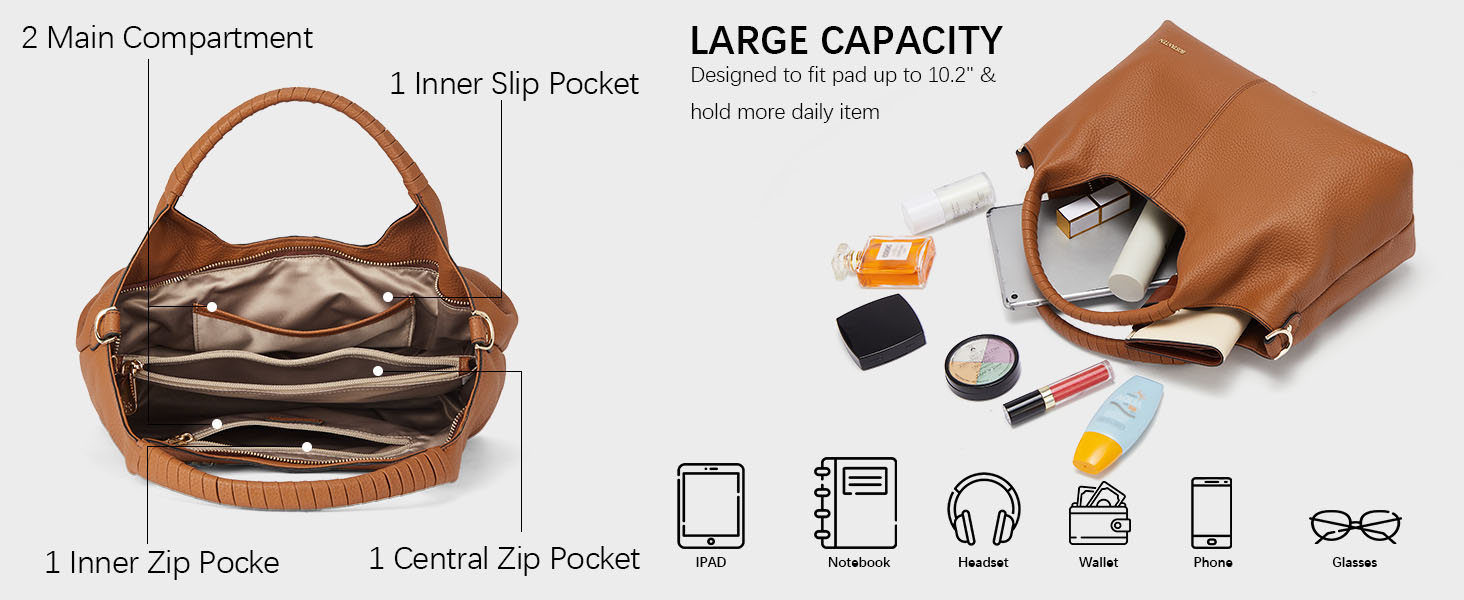 Сумка жіноча BOSTANTEN шкіряна шопер Hobo через плече з регульованим ременем, коричнева