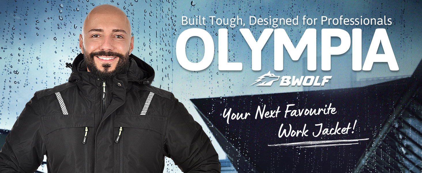 Чоловіча зимова робоча куртка BWOLF OLYMPIA — водонепроникна та вітрозахисна тепла куртка з капюшоном, сіра, розмір S