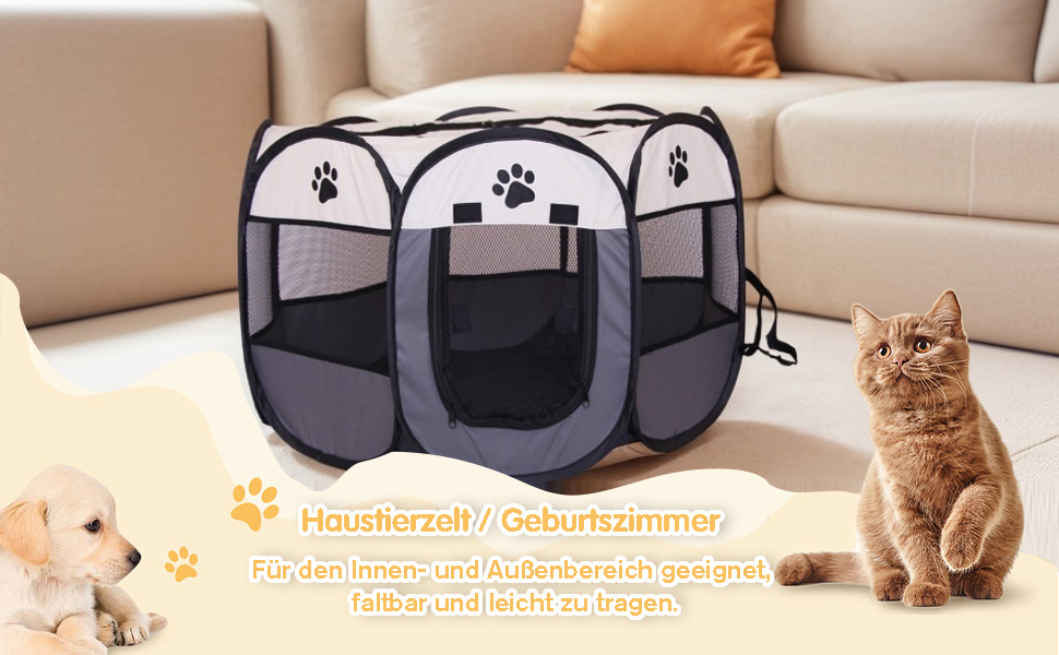 Клітка-вигул для цуценят 91x91x58 см, складана переносна клітка для тварин, для собак, кроликів, морських свинок, котів, для дому та відпочинку на природі