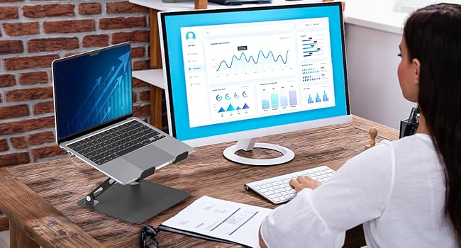 Adjustable Laptop Stand - Portable Riser & Ergonomic Computer Holder - Metal Laptop Mount for 10.6