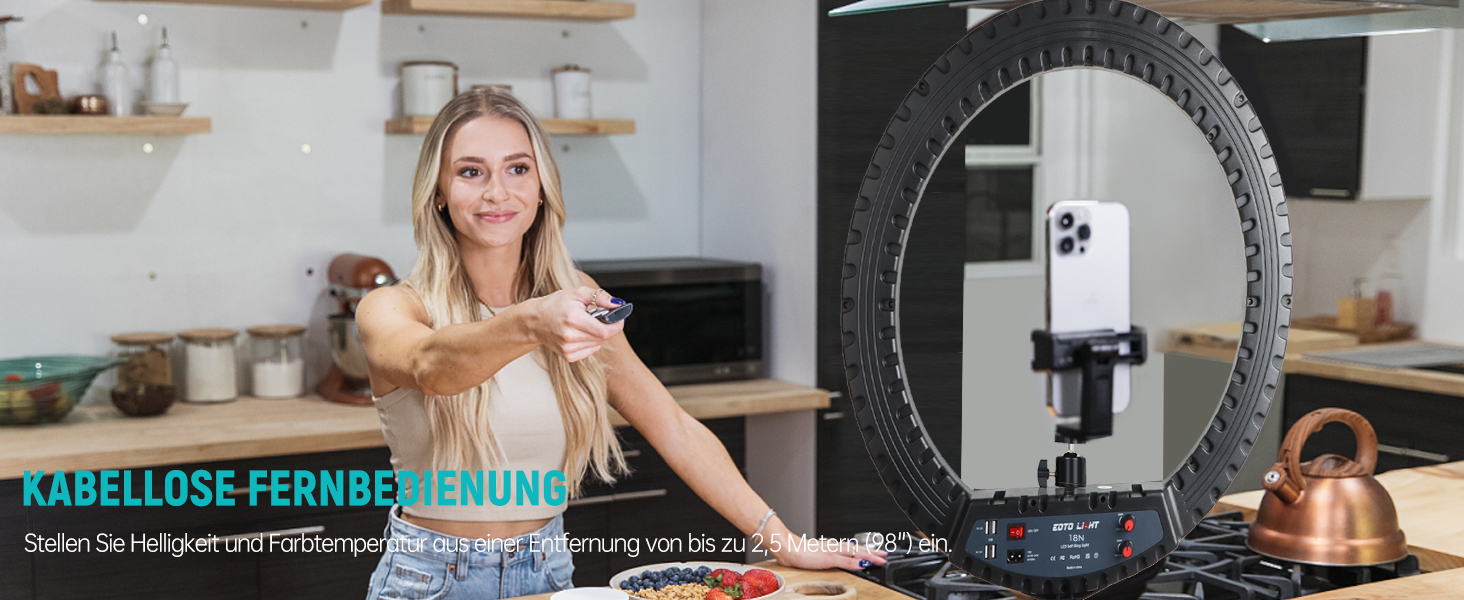 18-дюймове кільцеве світло LED з штативом, регульоване освітлення для макіяжу, селфі, YouTube, відеозйомки, CRI 90, з сумкою та пультом керування