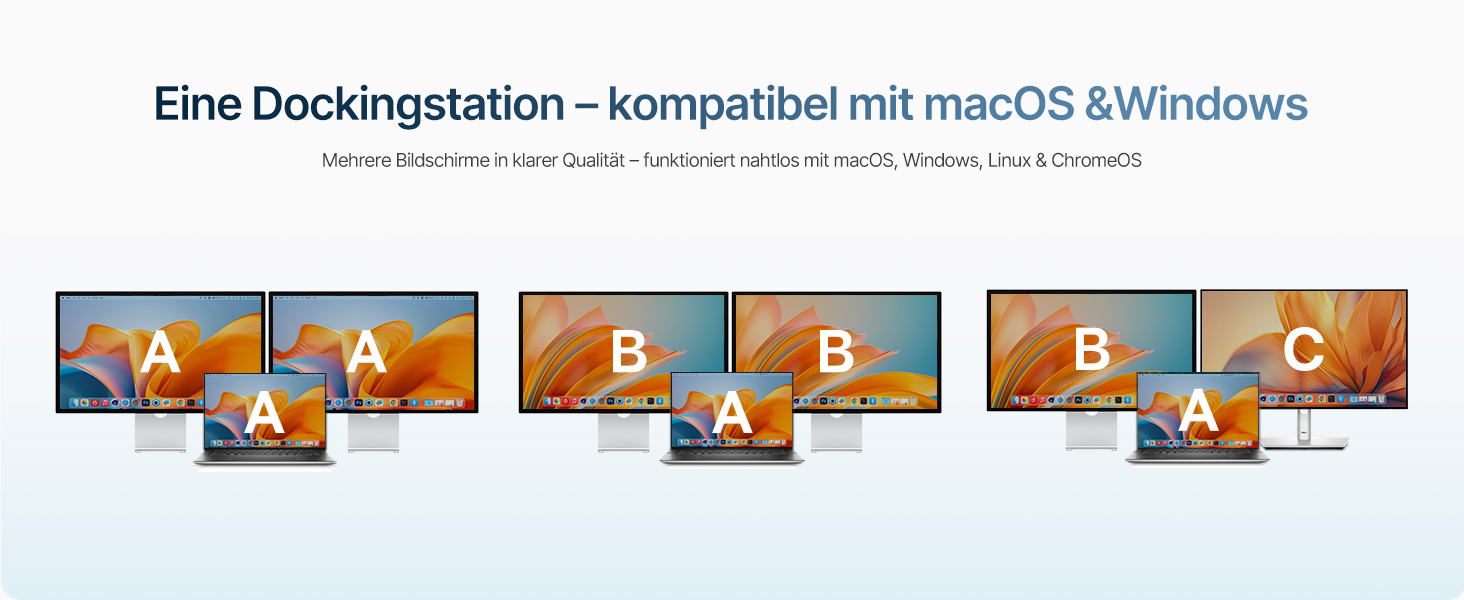 Базаус Док-станція USB-C 12-в-1, сумісна з Dell/HP/Lenovo/Asus/Acer/Mac, 2 монітори 4K HDMI, 10Gbps USB-C/A, 100W PD, Gigabit Ethernet