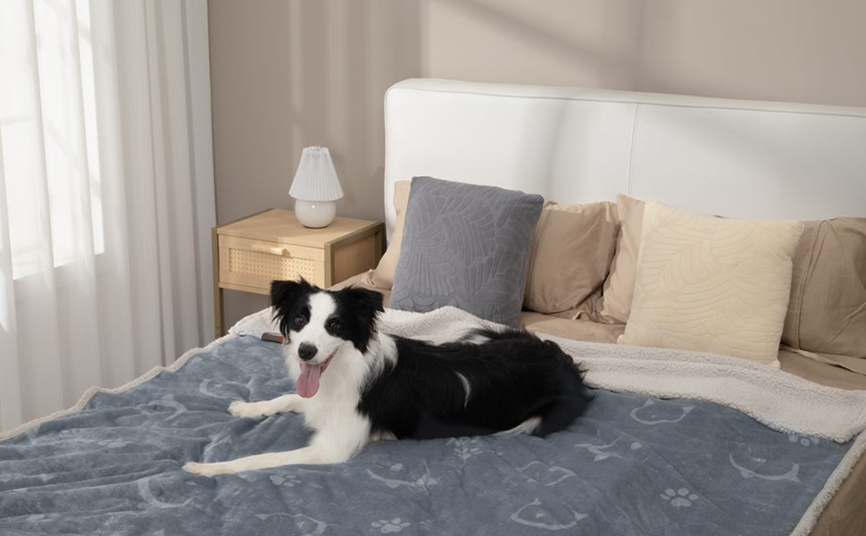 Водонепроникний коврик для собак та котів Hzuaneri, Sherpa Fleece, 150 x 127 см, сірий