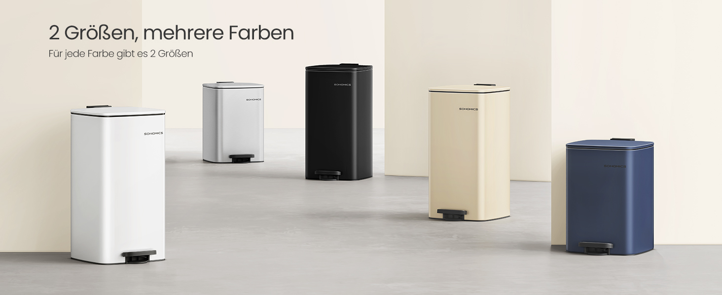 Відро для сміття SONGMICS з педаллю, сталеве, з внутрішнім відром, Soft-Close, 30 л, пісочно-бежевий