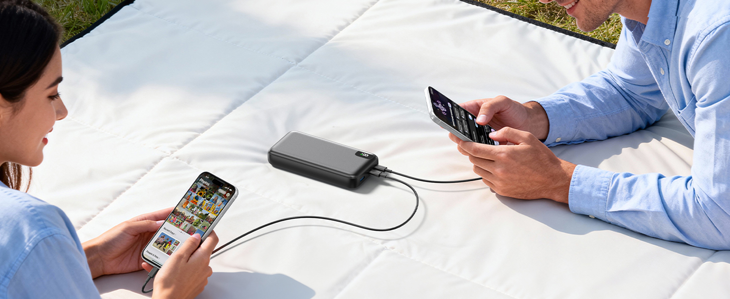 Power Bank A ADDTOP 20000mAh 65W: зарядний пристрій для ноутбука, iPhone, iPad. 2 USB-C, 1 USB-A. Чорний