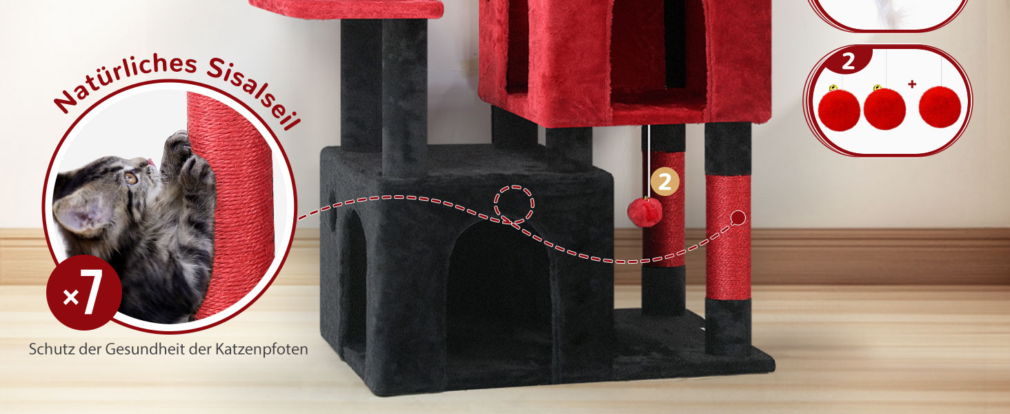 Драбина для котів Globlazer XL, Готичний стиль, сірий колір, 156 см, з будиночком, платформами та сизалевими стовпчиками