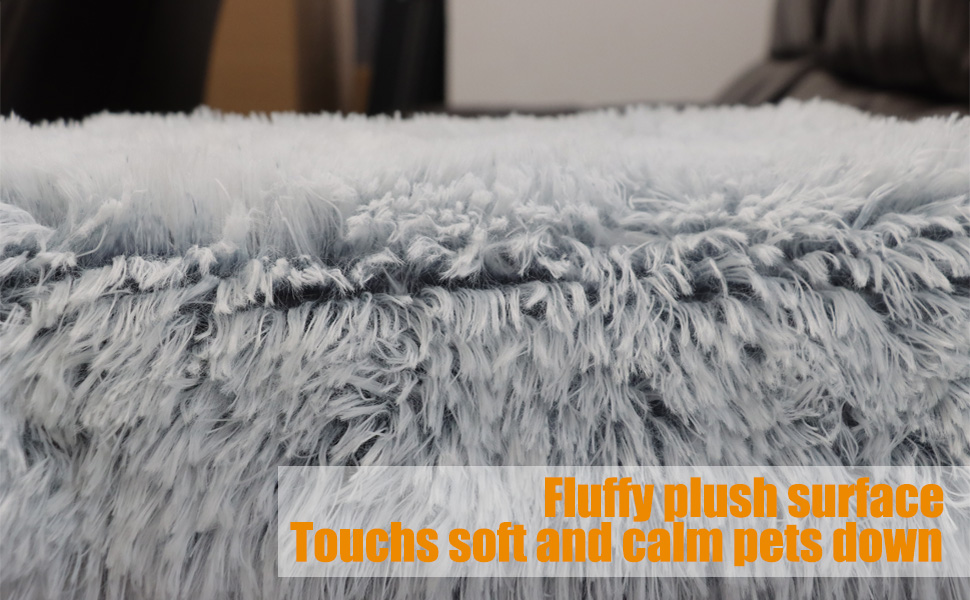 М'яке ліжко для собак середніх порід та котів, 75 x 50 x 8 см, плюшеве, миюче, Ombré-сірий