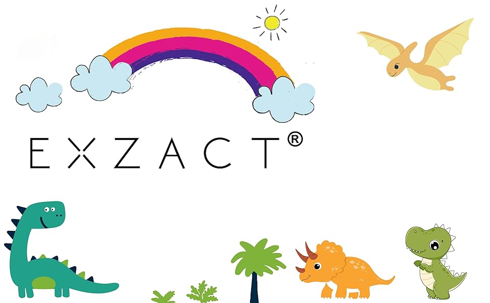 Набір дитячого столового приладдя EXZACT Kinderbesteck Set 18-ти частинний з нержавіючої сталі, від 2 років, безпечні ножі, 6 виделок, 6 ножів, 6 ложок (Dino X 18)