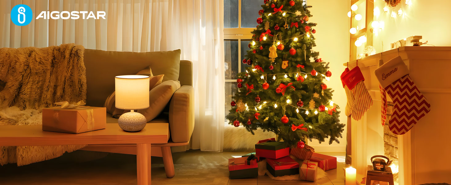 Керамічна настільна лампа Aigostar Vintage з абажуром з тканини, патрон E14, макс. 40W, сучасна лампа для спальні, вітальні, офісу (без лампочки) - H235mm (білий - H22.5cm)